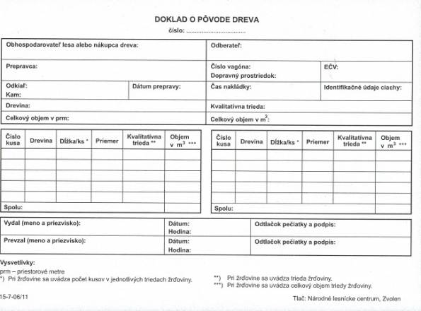 Tlaivo Doklad o pvode dreva, formt A5, samoprepis/100 obr.2
