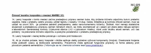 Činnosť lesného hospodára v mesiaci MAREC 3/3 Činnosť lesného hospodára v mesiaci MAREC 3/3