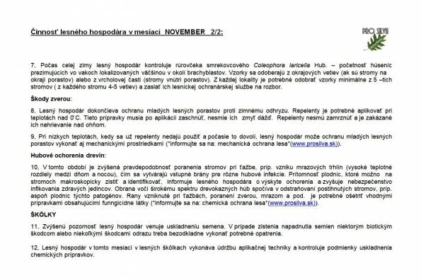 Činnosť lesného hospodára v mesiaci NOVEMBER 2/2 Činnosť lesného hospodára v mesiaci NOVEMBER 2/2