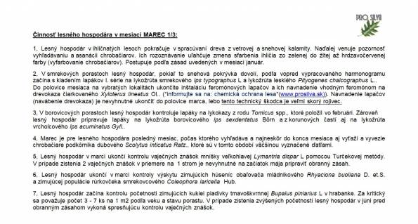 Činnosť lesného hospodára v mesiaci MAREC 1/3 Činnosť lesného hospodára v mesiaci MAREC 1/3