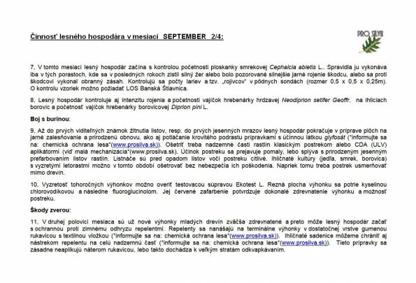 Činnosť lesného hodpodára v mesiaci SEPTEMBER 2/4 Činnosť lesného hodpodára v mesiaci SEPTEMBER 2/4