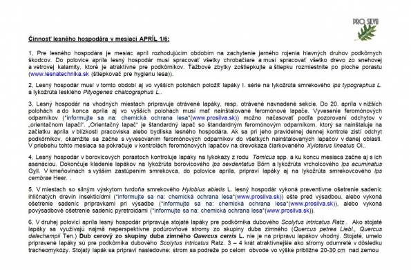 Činnosť lesného hospodára v mesiaci APRÍL 1/6 Činnosť lesného hospodára v mesiaci APRÍL 1/6