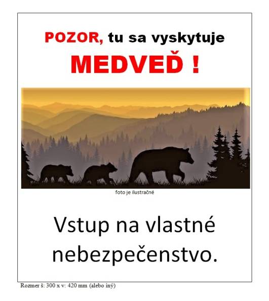 Tabua POZOR medve vzor 1.