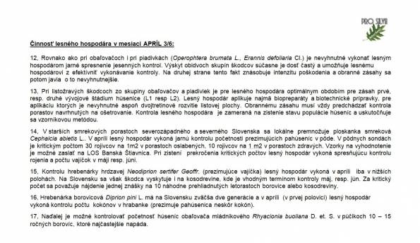 Činnosť lesného hospodára v mesiaci APRÍL 3/6 Činnosť lesného hospodára v mesiaci APRÍL 3/6