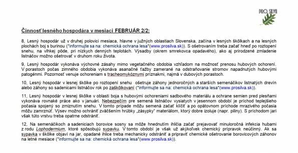 Činnosť lesného hospodára v mesiaci FEBRUÁR 2/2 Činnosť lesného hospodára v mesiaci FEBRUÁR 2/2