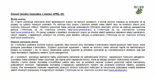 Činnosť lesného hospodára v mesiaci APRÍL 5/6 Činnosť lesného hospodára v mesiaci APRÍL 5/6