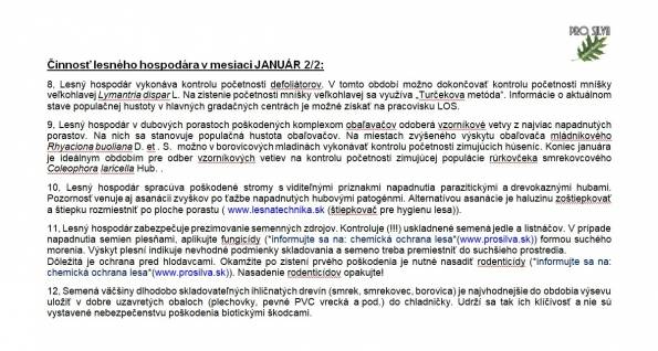 Činnosť lesného hospodára v mesiaci JANUÁR 2/2 Činnosť lesného hospodára v mesiaci JANUÁR 2/2