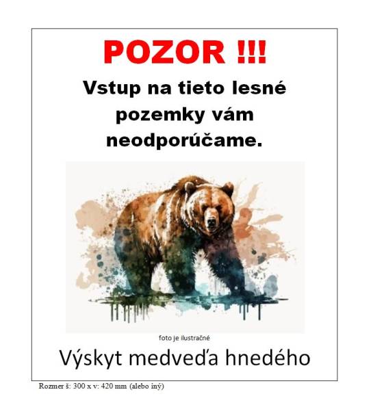 Tabua POZOR medve vzor 2.