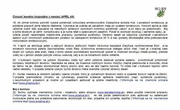 Činnosť lesného hospodára v mesiaci APRÍL 4/6 Činnosť lesného hospodára v mesiaci APRÍL 4/6