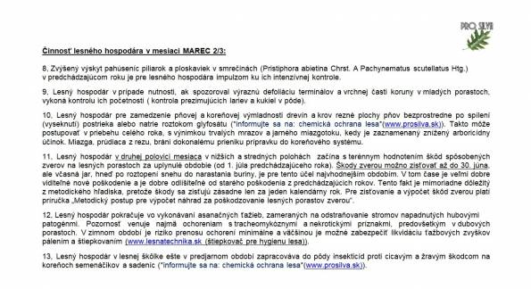 Činnosť lesného hospodára v mesiaci MAREC 2/3 Činnosť lesného hospodára v mesiaci MAREC 2/3