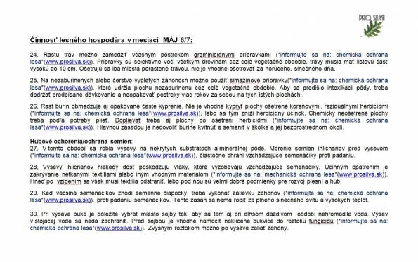 Činnosť lesného hospodára v mesiaci MÁJ 6/7 Činnosť lesného hospodára v mesiaci MÁJ 6/7