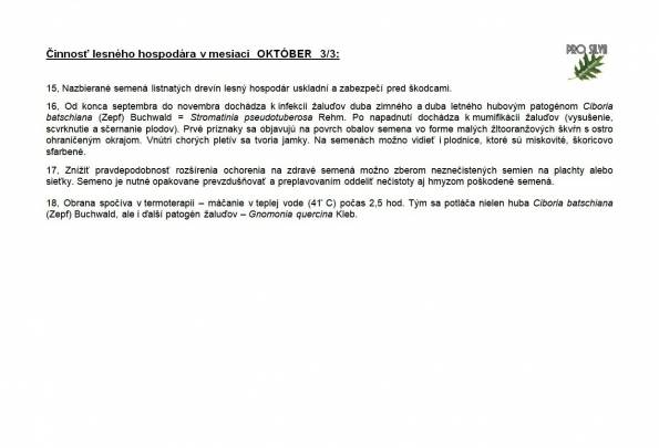 Činnosť lesného hodpodára v mesiaci OKTÓBER 3/3 Činnosť lesného hodpodára v mesiaci OKTÓBER 3/3