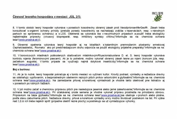 Činnosť lesného hodpodára v mesiaci JÚL 2/5 Činnosť lesného hodpodára v mesiaci JÚL 2/5