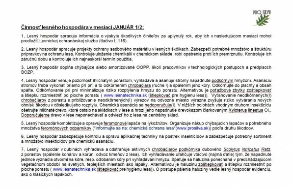 Činnosť lesného hodpodára v mesiaci JANUÁR 1/2 Činnosť lesného hodpodára v mesiaci JANUÁR 1/2