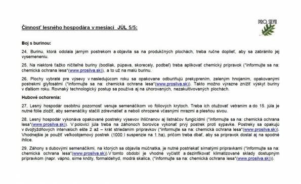 Činnosť lesného hodpodára v mesiaci JÚL 5/5 Činnosť lesného hodpodára v mesiaci JÚL 5/5